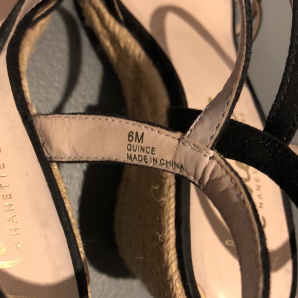 Nanette Lepore | EUC Black Espadrille Wedges with Flower Detail - Picture 7 of 9